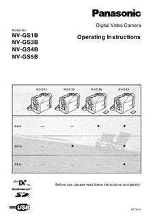 Panasonic NV GS 3 B manual. Camera Instructions.